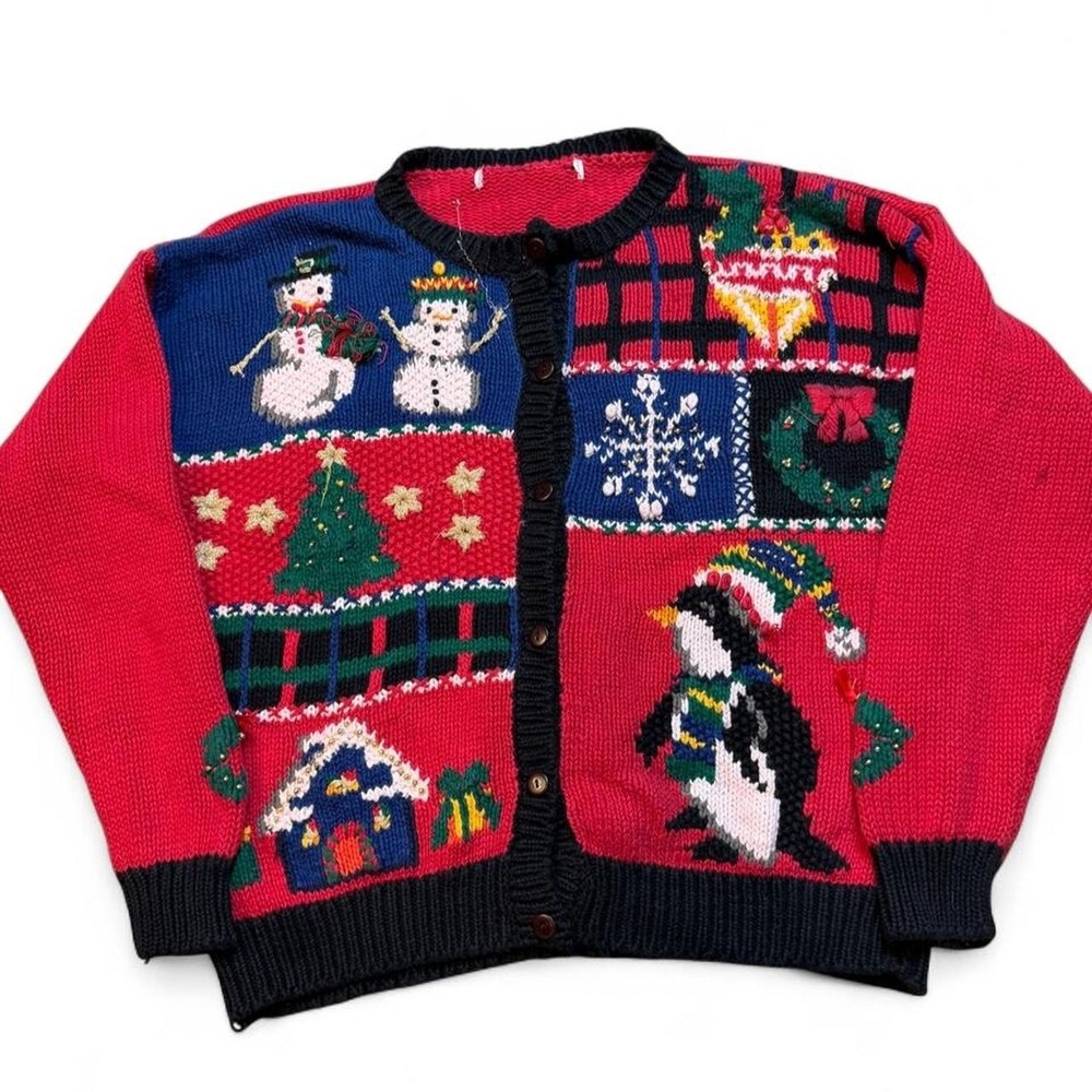 Vintage knitted cottage core holiday Christmas sweater size women's s/m READ